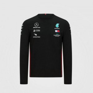 T-Shirt Mercedes-AMG Petronas Motorsport Team Homme 2021 Manche Longue F1 Noir